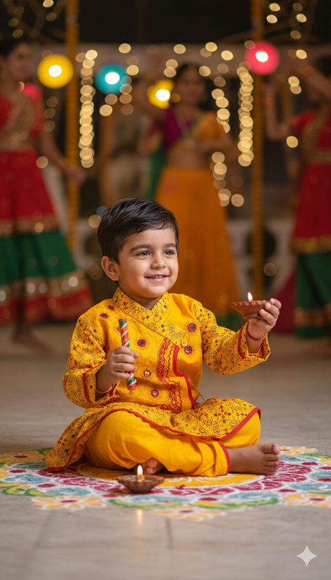 Vastrovaa Boys Yellow Angrakha Kurta Dhoti Set – Festive Special