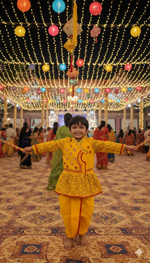 Vastrovaa Boys Yellow Angrakha Kurta Dhoti Set – Festive Special